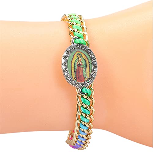 ERRORY Handgewebter Jungfrau-Anhänger bringt Glück weg von Unglück, Geschenke für Freunde und Liebhaber, Jungfrau für Frauen und Männer, geflochtene Armbänder für religiöse Armbänder für katholische von ERRORY