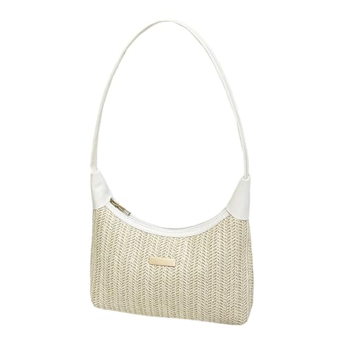 ERRORY Handtasche Gewebte Unterarmtasche Leichtes Design Schultertaschen Funktionelle Aufbewahrung Handtasche für Essential Trendy Leinen Gefüttert Markttasche, weiß, One Size ERRORY Handtasche Gewebte Unterarmtasche Leichtes Design Schultertaschen Funktionelle Aufbewahrung Handtasche für Essential Trendy Leinen Gefüttert Markttasche, weiß, One Size von ERRORY
