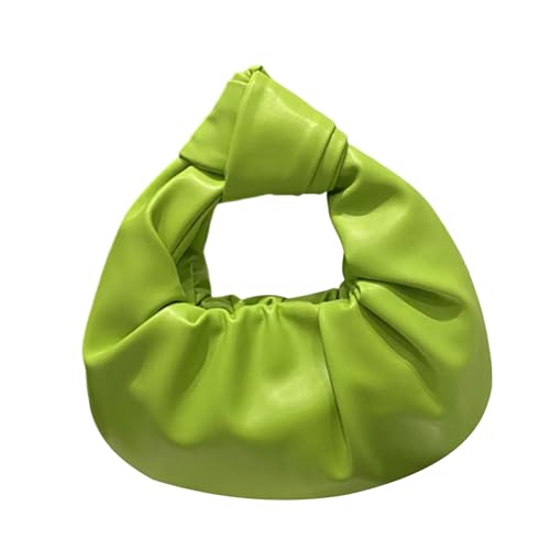 ERRORY Handtaschen mit geknotetem Griff oben, kleine Hoboes-Taschen, gerüschte Hoboes, Knödeltaschen, Damen-Clutches, Geldbörsen, Leder, Unterarmtasche, Tragegriff oben für Damen, grün, One Size von ERRORY