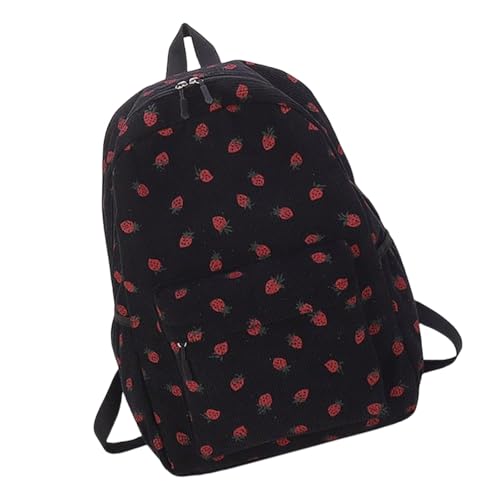 ERRORY Hübscher Erdbeer-Rucksack, Schüler-Schulrucksack, Damen, Laptop, modisch, lässig, Tagesrucksack, Mädchen, Reisen, Laptop, Studenten, Schule, Erdbeere, Schwarz , One Size ERRORY Hübscher Erdbeer-Rucksack, Schüler-Schulrucksack, Damen, Laptop, modisch, lässig, Tagesrucksack, Mädchen, Reisen, Laptop, Studenten, Schule, Erdbeere, Schwarz , One Size von ERRORY