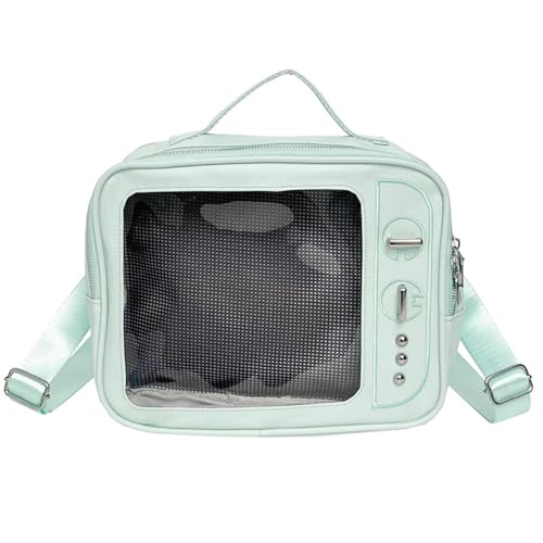 ERRORY Itabag Umhängetasche mit Anstecknadel, transparent, ästhetische Umhängetasche, Retro-Fernseher, Kuriertasche für den täglichen Gebrauch, Retro-Schultertasche, hübscher Itabag von ERRORY