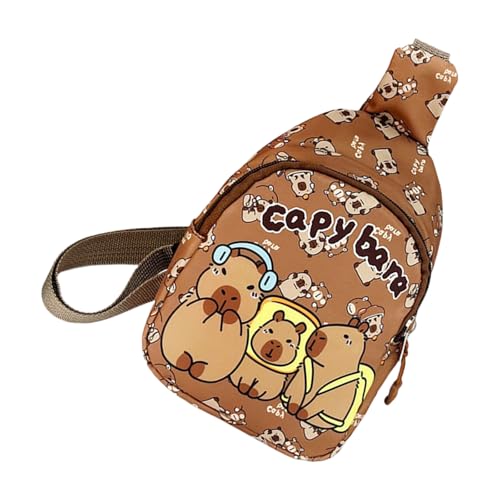 ERRORY Kinder-Crossbody-Tasche, kleine Reisetasche für Kinder, Cartoon-Schlingen für Cartoon-Capybara-Fannys, Brusttaschen, Unisex, Brust, braun, One Size von ERRORY