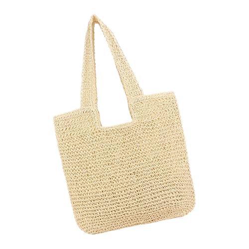 ERRORY Lässige Strandurlaub-Schultertasche für Damen, große Kapazität, gewebte Handtasche für Urlaub, Reisen und tägliches Pendeln, beige, One Size ERRORY Lässige Strandurlaub-Schultertasche für Damen, große Kapazität, gewebte Handtasche für Urlaub, Reisen und tägliches Pendeln, beige, One Size von ERRORY