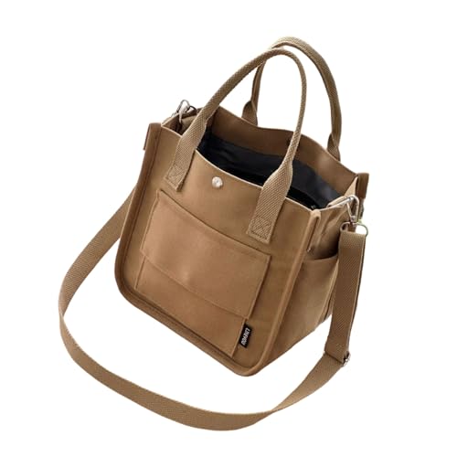 ERRORY Leichte Canvas-Umhängetasche, lässige Handtasche, Schultertasche mit verstellbarem Riemen, große Fächer, Unisex, Damen, braun, One Size von ERRORY