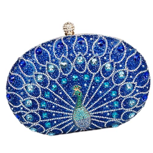 ERRORY Luxuriöse Handtasche in Pfauenform, Strass, Abendtasche, Umhängetasche, für Partys, Abschlussbälle und besondere Anlässe, abnehmbare Kettentasche, blau, One Size ERRORY Luxuriöse Handtasche in Pfauenform, Strass, Abendtasche, Umhängetasche, für Partys, Abschlussbälle und besondere Anlässe, abnehmbare Kettentasche, blau, One Size von ERRORY