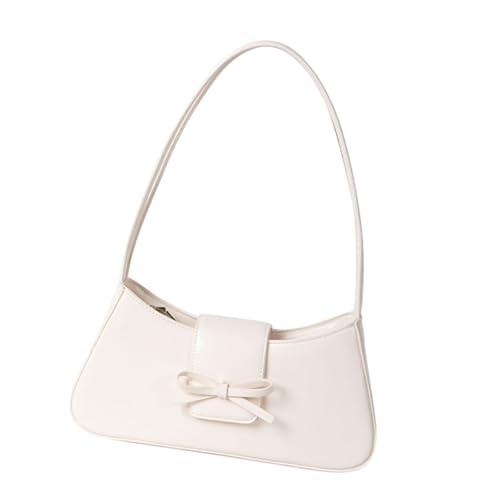 ERRORY Moderne Unterarmtasche für Damen, trendige PU-Leder-Umhängetasche mit Schleifen, lässige Handtasche für Pendler unter den Armen, weiß, One Size von ERRORY