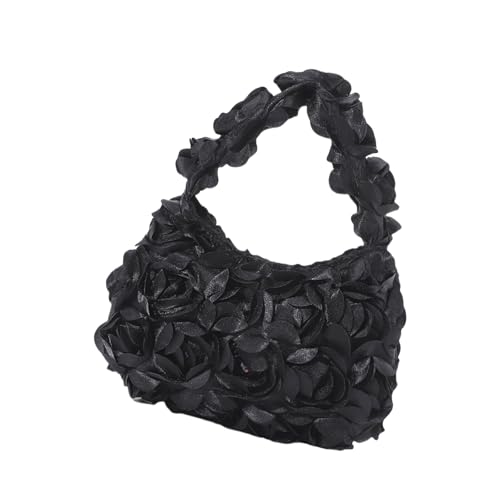 ERRORY Modische Damen-Handtasche mit Rosenblüten, Satin, quadratisch, kleine Abendtasche für Hochzeiten und Cocktailpartys, stilvolle Damen-Geldbörse, Schwarz , One Size ERRORY Modische Damen-Handtasche mit Rosenblüten, Satin, quadratisch, kleine Abendtasche für Hochzeiten und Cocktailpartys, stilvolle Damen-Geldbörse, Schwarz , One Size von ERRORY