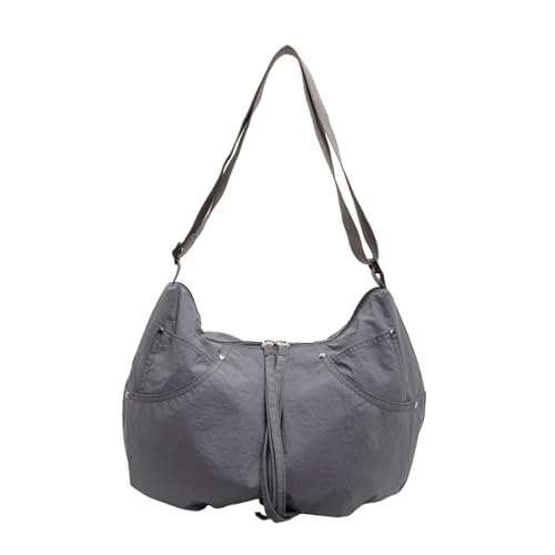 ERRORY Modische große Kapazität, lässige Umhängetasche, praktische Umhängetasche, Nylon, einzelner, verstellbarer Riemen, für Damen, ästhetische Umhängetasche, grau, One Size ERRORY Modische große Kapazität, lässige Umhängetasche, praktische Umhängetasche, Nylon, einzelner, verstellbarer Riemen, für Damen, ästhetische Umhängetasche, grau, One Size von ERRORY