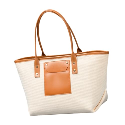 ERRORY Modische übergroße Strandtasche für Damen, Doppelgriff, gewebte Schultertaschen für Reisen, Fitnessstudio, Einkaufen und Urlaub, gewebte Strandtasche für Damen, weiß, One Size von ERRORY