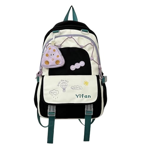 ERRORY Modischer, ästhetischer Nylon-Rucksack in Kontrastfarbe, großes Fassungsvermögen, Büchertasche für Schule und Reisen, Laptop, Tagesrucksack mit Geldbörse, Studentenbuchtasche, Schwarz , One ERRORY Modischer, ästhetischer Nylon-Rucksack in Kontrastfarbe, großes Fassungsvermögen, Büchertasche für Schule und Reisen, Laptop, Tagesrucksack mit Geldbörse, Studentenbuchtasche, Schwarz , One von ERRORY