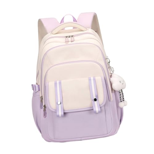 ERRORY Modischer Nylon-Rucksack für Teenager, Mädchen, einfache Reise- und Schultasche mit geräumigem Innenraum, lässiger Tagesrucksack, Büro-Rucksack, violett, One Size ERRORY Modischer Nylon-Rucksack für Teenager, Mädchen, einfache Reise- und Schultasche mit geräumigem Innenraum, lässiger Tagesrucksack, Büro-Rucksack, violett, One Size von ERRORY