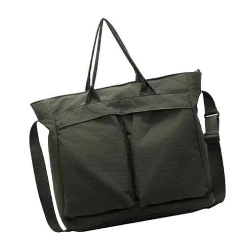 ERRORY Nylon-Tasche mit großem Fassungsvermögen für Damen, Schultertasche, Handtasche, Crossbody-Tasche mit verstellbarem Riemen, Umhängetasche oben Griff, Geldbörse, mehrere Taschen, grün, One Size von ERRORY