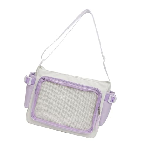 ERRORY Praktische PVC-Tasche mit Nadeln, Umhängetasche, Umhängetasche, Studenten-Geldbörse mit verstellbarem Riemen für verschiedene Anlässe, weiß/violett, One Size ERRORY Praktische PVC-Tasche mit Nadeln, Umhängetasche, Umhängetasche, Studenten-Geldbörse mit verstellbarem Riemen für verschiedene Anlässe, weiß/violett, One Size von ERRORY