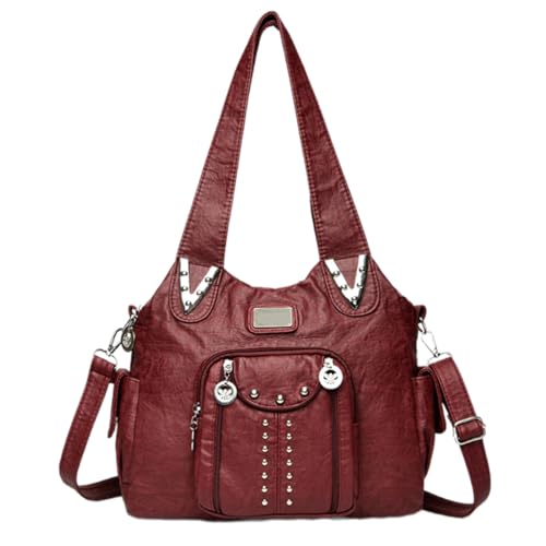 ERRORY Praktische Umhängetasche aus PU-Leder mit verstellbarem Riemen für Studenten und Profis, weiche PU-Leder-Handtasche, rot, One Size ERRORY Praktische Umhängetasche aus PU-Leder mit verstellbarem Riemen für Studenten und Profis, weiche PU-Leder-Handtasche, rot, One Size von ERRORY