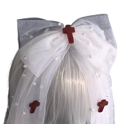 ERRORY Punk Schleier Stirnband für Festivals und Partys, einzigartiges Netz-Design, Haarband mit gekreuzter Nadel für Modebegeisterte von ERRORY