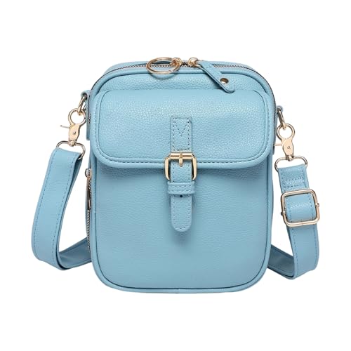 ERRORY Reisefreundliche Umhängetasche mit verstellbarem Riemen, Vintage-PU-Leder, Geldbörsenschlitz, verstellbarer Schultergurt, leicht, Crossbody-Tasche für Damen, hellblau, One Size ERRORY Reisefreundliche Umhängetasche mit verstellbarem Riemen, Vintage-PU-Leder, Geldbörsenschlitz, verstellbarer Schultergurt, leicht, Crossbody-Tasche für Damen, hellblau, One Size von ERRORY