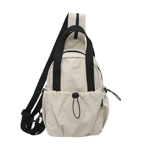 ERRORY Schultertasche für Damen und Herren, lässiger Tagesrucksack, Nylon, Umhängetasche, Reisetasche, Wandern, Brust, Tagesrucksack, Handtasche, Brust mit Reißverschluss, weiß, One Size von ERRORY
