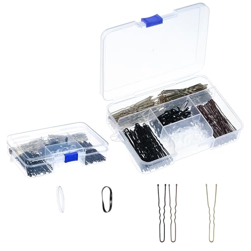 ERRORY Seitliche Haarnadel-Kits inklusive Eisen-Haarnadel und elastischen Haarbändern für Frauen, verschiedene Frisuren, Flechtwerkzeug mit Box von ERRORY