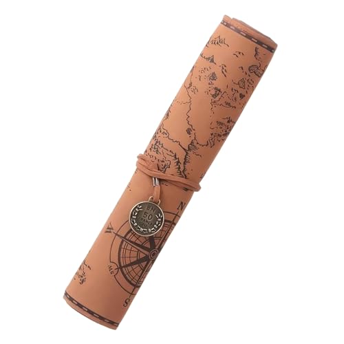 ERRORY Stift- und Pinseletui aus Leder im Retro-Stil mit mehreren Fächern, für Reisen, Studenten, Schatzkarte, Stift-Organizer, Milchkaffee von ERRORY