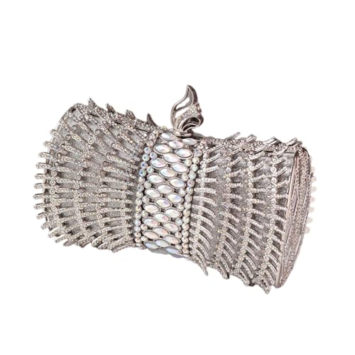 ERRORY Stilvolle Abendtasche mit Strasssteinen und Kettenriemen für Damen und Mädchen, für Abschlussbälle, Hochzeiten, Partys, modische Damentasche, Farbe: Silber, One Size ERRORY Stilvolle Abendtasche mit Strasssteinen und Kettenriemen für Damen und Mädchen, für Abschlussbälle, Hochzeiten, Partys, modische Damentasche, Farbe: Silber, One Size von ERRORY