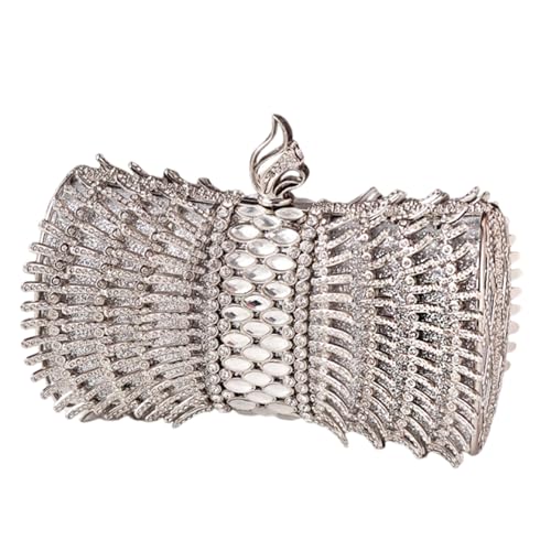 ERRORY Stilvolle Abendtasche mit Strasssteinen und Kettenriemen für Damen und Mädchen, für Abschlussbälle, Hochzeiten, Partys, modische Damentasche, silber, One Size ERRORY Stilvolle Abendtasche mit Strasssteinen und Kettenriemen für Damen und Mädchen, für Abschlussbälle, Hochzeiten, Partys, modische Damentasche, silber, One Size von ERRORY