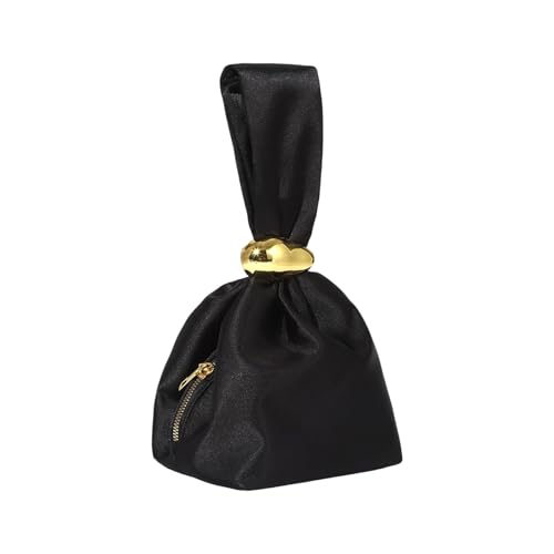 ERRORY Stilvolle Bankett-Handtasche, Metallic-Reißverschluss, Premium-Polyester, Abendtasche, Ballkleidung, Begleiter, Polyester-Handtasche, Schwarz , One Size von ERRORY