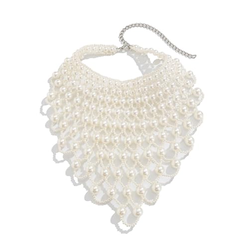 ERRORY Stilvolle Barockperlen-Halskette mit zarten Netz-Quasten-Designs für Abendveranstaltungen und tägliche Freizeitkleidung, elegante Perlen-Choker von ERRORY