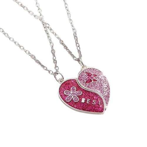 ERRORY Stilvolle Damen-Schlüsselbeinkette mit Herz-Anhängern, Herz-Halskette mit Schmetterlings-Blumen-Charm, Schlüsselbein-Kette, Einheitsgröße, Wie beschrieben, Wie beschrieben von ERRORY