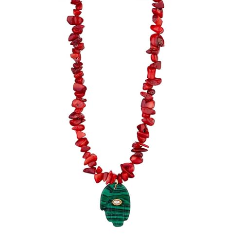 ERRORY Stilvolle Fatima-Handkette, symbolisiert Schutz und Glück in elegantem Ton mit robusten Natursteinen, schützende Symbol-Halskette, Einheitsgröße, Wie beschrieben, Wie beschrieben von ERRORY
