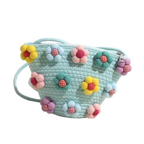 ERRORY Stilvolle Umhängetasche aus gewebtem Stoff mit einzigartiger, farbenfroher Blumenverzierung, Reißverschluss, Schultertasche für Damen und Mädchen, gewebte Schulter, blau, One Size ERRORY Stilvolle Umhängetasche aus gewebtem Stoff mit einzigartiger, farbenfroher Blumenverzierung, Reißverschluss, Schultertasche für Damen und Mädchen, gewebte Schulter, blau, One Size von ERRORY