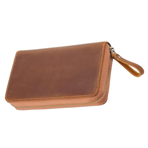 ERRORY Traditionelle Mode Echtes Leder Stiftbesitzer mit natürlicher Oxidations-Finish, flexibles Schreibmaterial, Planer, Furious Horse Leder-Federmäppchen, braun von ERRORY