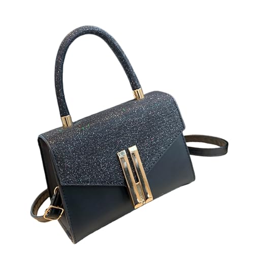 ERRORY Trendige kleine quadratische Umhängetasche für Damen und Mädchen, PU-Leder, Umhängetasche, lässige Handtasche, Reisen, Crossbody-Tasche, Schwarz , One Size von ERRORY