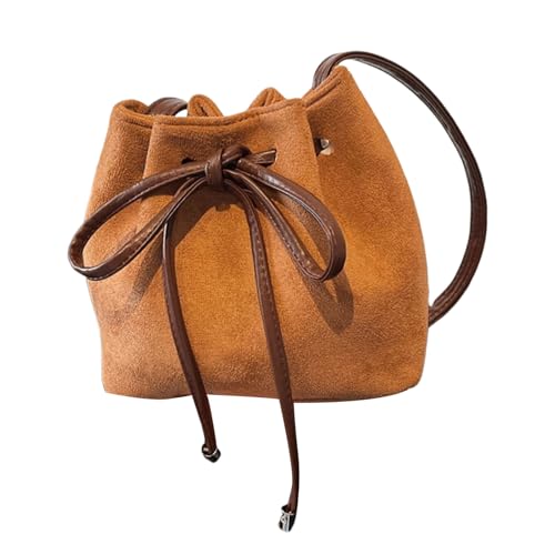 ERRORY Umhängetasche aus PU-Leder für Damen, mit Kordelzug, trendige Handtasche, süße Schleifen, Arbeit, ästhetischer Eimer, Damen, PU-Leder, Schultertasche, süße Schleifen, Crossbody, Herbst-Eimer von ERRORY