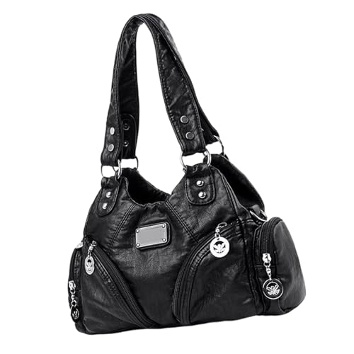 ERRORY Umhängetasche aus PU-Leder für Damen, trendige Umhängetasche, Retro, Handtasche, Motorrad, Tragegriff oben, Pendeln, modisch, Crossbody-Tasche mit Tragegriff oben, Schwarz , One Size ERRORY Umhängetasche aus PU-Leder für Damen, trendige Umhängetasche, Retro, Handtasche, Motorrad, Tragegriff oben, Pendeln, modisch, Crossbody-Tasche mit Tragegriff oben, Schwarz , One Size von ERRORY