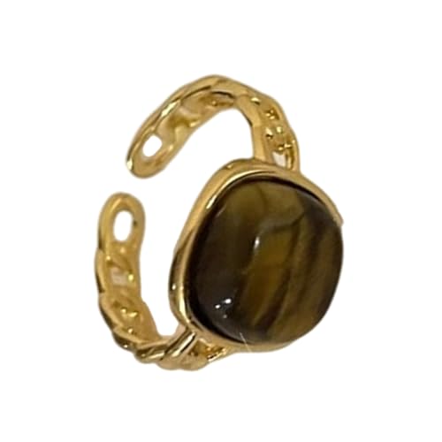 ERRORY Verstellbare bernsteinfarbene Steinringe, natürliche Edelsteine, Öffnung, elegantes Accessoire für Modebegeisterte, Partys, Einheitsgröße, Wie beschrieben, Wie beschrieben von ERRORY