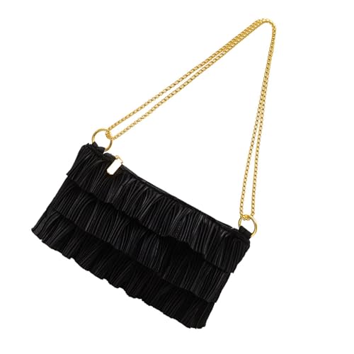 ERRORY Verstellbarer Kettenriemen, gerüscht, Crossbody-Tasche für Damen, kleine Schultertasche, trendige Handtasche, Abend-Clutch, Damen-Schulterhandtaschen, Schwarz , One Size von ERRORY
