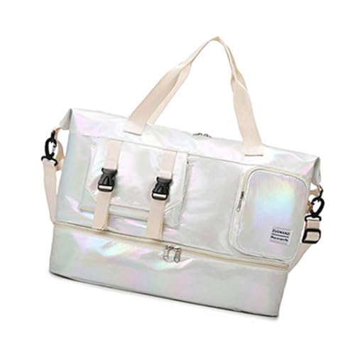 ERRORY Wasserabweisende Mehrzweck-Fitness-Tasche, verstellbarer Schultergurt und spezielles Schuhfach, hohe Kapazität, Turnbeutel mit Nass-/Trocken-Trenn-Design, weiß, One Size von ERRORY
