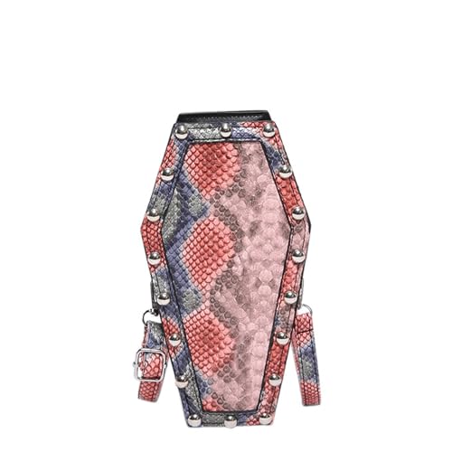 Edgy Sarg gemusterte Umhängetasche für Damen, PU-Umhängetasche, Außentaschen, mehrere Innentaschen für verschiedene Anlässe, trendige Damen-Umhängetasche, rot, One Size von ERRORY