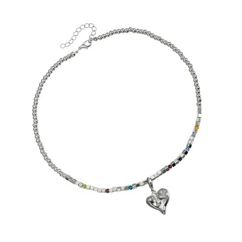 Edgy Sweet Girl Modeschmuck mit unregelmäßigem Herz-Anhänger, stabile Legierungsmaterialien, perfekt zum Verschenken für den täglichen Gebrauch, süße und kantige Schichtkette von ERRORY