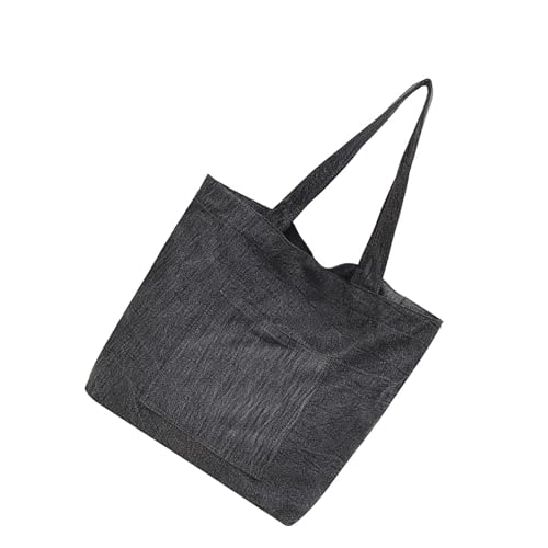 Einkaufstasche aus Segeltuch, wiederverwendbar, für Reisen, Fitnessstudio, tägliche Arbeit, großes Fassungsvermögen, Stofftaschen mit Außentaschen, Schwarz , One Size von ERRORY