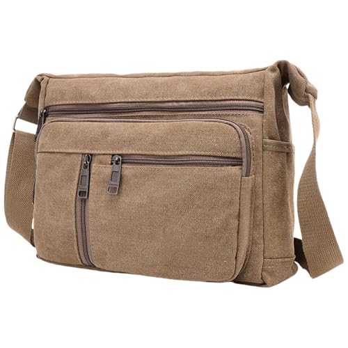 Einzigartige Canvas-Umhängetasche für den täglichen Gebrauch, Crossbody-Tasche mit großen Fächern und verstellbarem Riemen, Freizeittasche für Herren, coffee, One Size Einzigartige Canvas-Umhängetasche für den täglichen Gebrauch, Crossbody-Tasche mit großen Fächern und verstellbarem Riemen, Freizeittasche für Herren, coffee, One Size von ERRORY