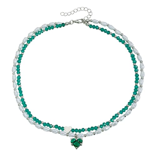 Einzigartige unregelmäßige Perlen-Halskette und Herz-Charm-Ohrringe, Set für alltägliche Eleganz, Kunstperlen, Schicht-Halsketten-Set, Einheitsgröße, Wie beschrieben, Wie beschrieben von ERRORY