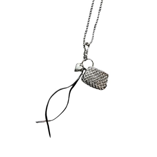 Einzigartiger Herz-Anhänger, Halskette, Accessoire, zeitgenössische gewebte Tasche, mit Herz und Lederquasten, trendiges Damen-Accessoire, Einheitsgröße, Wie beschrieben, Wie beschrieben von ERRORY