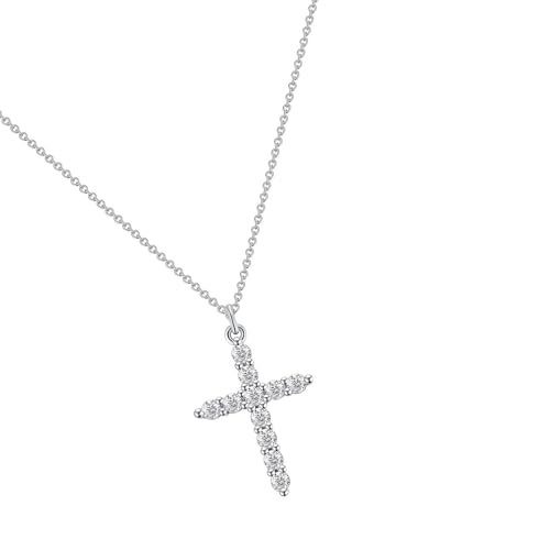 Elegante Halskette mit kubischem Zirkonia-Stein, exquisiter Kreuz-Anhänger, Schmuck mit schimmernder Zirkon-Verzierung, schillernder Zirkon, verzierter Anhänger, Einheitsgröße, Wie beschrieben, Wie von ERRORY