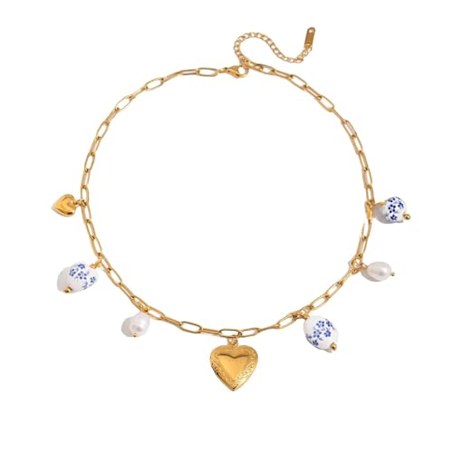 Elegante Keramik-Anhänger-Ohrringe/Halskette mit Edelstahlkette, verstellbare Länge, für Damen, für den täglichen Gebrauch, Keramik-Schmuck-Set für besondere Anlässe, Einheitsgröße, Wie beschrieben von ERRORY