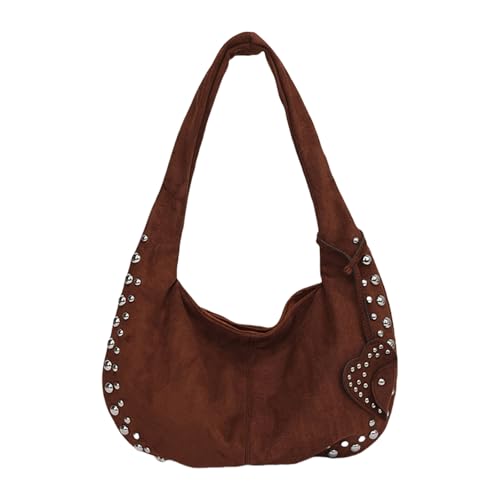 Elegante Slouchy Bag Große Unterarm-Geldbörse, Nieten, Handtasche, Schultertasche mit geräumigem Innenraum für Arbeit und täglichen Gebrauch, PU-Leder-Handtasche, coffee, One Size Elegante Slouchy Bag Große Unterarm-Geldbörse, Nieten, Handtasche, Schultertasche mit geräumigem Innenraum für Arbeit und täglichen Gebrauch, PU-Leder-Handtasche, coffee, One Size von ERRORY