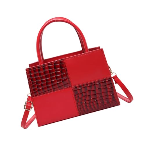 Elegante Umhängetasche aus PU-Leder mit Prägung für Damen, Crossbody-Taschen mit verstellbarem Riemen für den täglichen Gebrauch, Leder-Umhängetasche, rot, One Size von ERRORY
