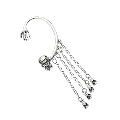 Fransen-Totenkopf-Ohrringe, Totenkopf-Quasten, Ohrmanschette, Unisex, Ohrmanschette, Anhänger, Ohrhänger, passend für jedes Outfit, modische Ohrringe von ERRORY