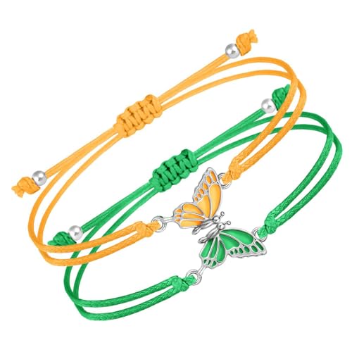 Freundschaftsarmbänder mit Schmetterlingen, für Mädchen und Paare, handgefertigt, geflochtenes Seil, passende Handkette, handgefertigter Schmuck, Freundin, Einheitsgröße, Wie beschrieben Freundschaftsarmbänder mit Schmetterlingen, für Mädchen und Paare, handgefertigt, geflochtenes Seil, passende Handkette, handgefertigter Schmuck, Freundin, Einheitsgröße, Wie beschrieben von ERRORY