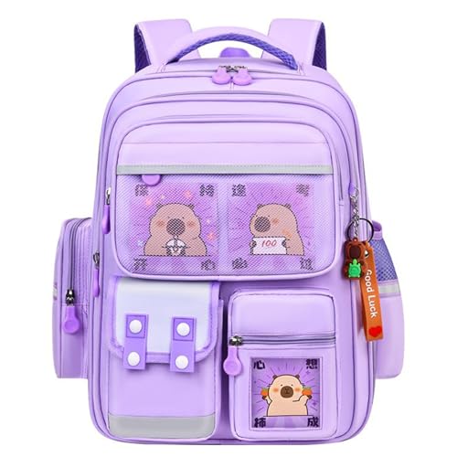 Großer Rucksack mit Tiermotiv für Kinder, praktische und atmungsaktive Schulbuchtasche mit bequemem, verstellbarem Riemen, Kinderrucksack, violett, One Size Großer Rucksack mit Tiermotiv für Kinder, praktische und atmungsaktive Schulbuchtasche mit bequemem, verstellbarem Riemen, Kinderrucksack, violett, One Size von ERRORY